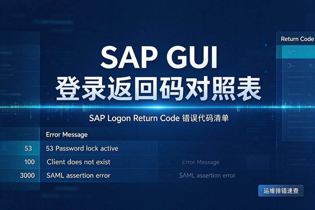 SAP GUI 登录返回码对照表|SAP Logon Return Code 错误代码清单