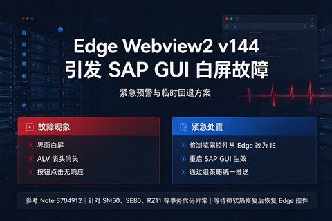 紧急预警：微软 Edge Webview2 v144 导致 SAP GUI 严重白屏故障 (Note 3704912) 图1
