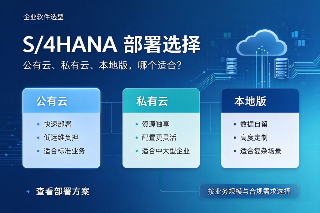 SAP S/4HANA 部署选择:公有云、私有云、本地版,哪个适合? 图1